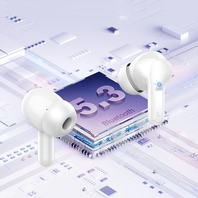 Wireless Earbuds, Bluetooth Headphones 5.4 HiFi Stereo Ear buds with ENC Noise Cancelling Mic, 40H Bluetooth Earbuds with Dual LED Display Charging Case, IP7 Waterproof Earphones for Android iOS
