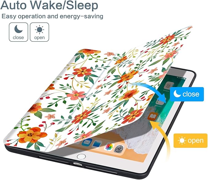 Vimorco Case for iPad Air 3 2019, for iPad Pro 10.5 inch 2017/2019, for iPad 9th/8th/7th Generation 10.2 inch,Multiple Viewing Angles,Pencil Holder,Full Protective Cover,Auto Sleep/Wake,Yellow Flower
