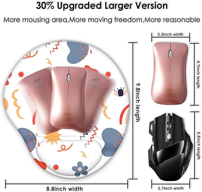 Ergonomic Mouse Pad with Wrist Support,Cute Mouse Pads with Wrist Rest,Comfortable Mouse Pad for Home Office Gaming Working Computers Laptop,Pain Relief with Non-Slip PU Base (Floral Fantasy)