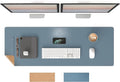 RENMTURE Dual-Sided Mouse Pad, Natural Cork & PU Leather Large Desk Pad for Office and Home Work, Desk Protector Non-Slip, Waterproof, Easy Clean (Blue Gray,47"x17")