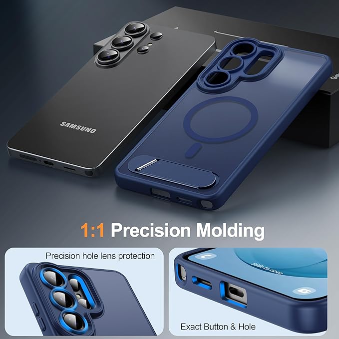 Magnetic for Samsung Galaxy S26 Ultra Case, [Compatible with MagSafe][Full Camera Protection][Built-in Invisible Kickstand] Translucent Matte Phone Case for S26 Ultra 6.9" - Blue