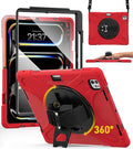 BRAECN for iPad Pro 13 inch Case M5 2025 & M4 2024 Heavy Duty Shockproof Protective with Pencil Holder Screen Protector 360°Rotating Stand Handle & Shoulder Strap Full Body Cover Kids Friendly