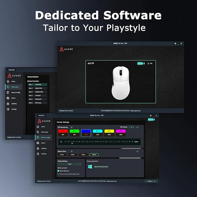 AJ179PRO PAW3395 26000 DPI Gaming Mouse, 8000Hz Polling Rate, 58g Ultra-Light, Tri-Mode (2.4G/Wired/Bluetooth 5.2), Magnetic RGB Charging Dock, Ergonomic Right-Hand Design, White