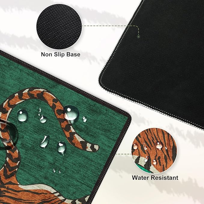 Tiger Desk Mat for Keyboard and Mouse, Non Slip Large TigerHide Desk Mat, Smooth Gaming Mouse Pad, Long Mouse Pad for Gaming Office Home 35.4 x 15.7 Inches (Emerald Green)