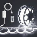 ALITOVE 65.6ft Outdoor COB LED Strip Lights Waterproof IP67 AC 110V 120V Dimmable LED Light Strip Daylight White 6000K 5760LEDs Uniform Glow Neon Light Strip with Remote for Patio Garden Pool Decor