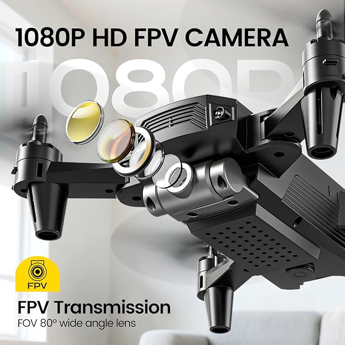 DEERC D20 Mini Drone for Kids with 1080P HD FPV Camera Remote Control Toys Gifts for Boys Girls with Altitude Hold, Headless Mode, One Key Start Speed Adjustment, 3D Flips 2 Batteries, Black