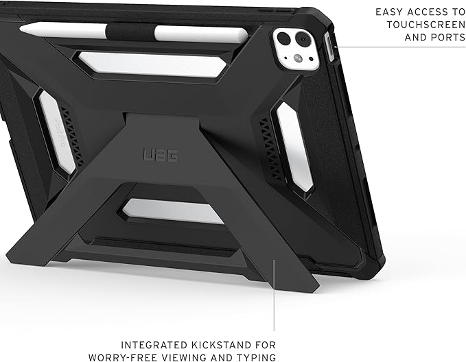 URBAN ARMOR GEAR UAG Designed for iPad Pro 11" 6th Gen 2025 M5, 5th Gen 2024 M4 Case A3357 A3358 A3359 - Rugged Protective Cover with Kickstand and Pencil Holder Scout Plus Black
