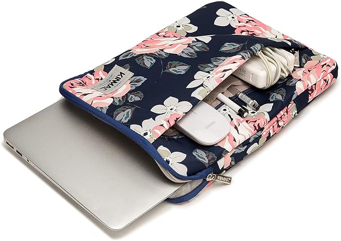 Kinmac 360° Heavy Duty Protective Laptop Sleeve Case Bag Cover with Handle for MacBook Air 13 inch,iPad Pro 13 inch and 13.3 inch HP,Dell,Lenovo,Asus,Acer Laptop (Blue Rose)