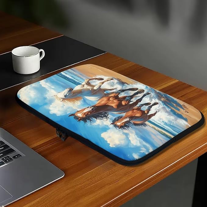 Horse Laptop Protective Sleeve for Women Men Computer Sleeve Neoprene Laptop Case Bag 15inch Portable Computer Carrying Case Suitable for Birthday Holiday Tablet Bags Blue