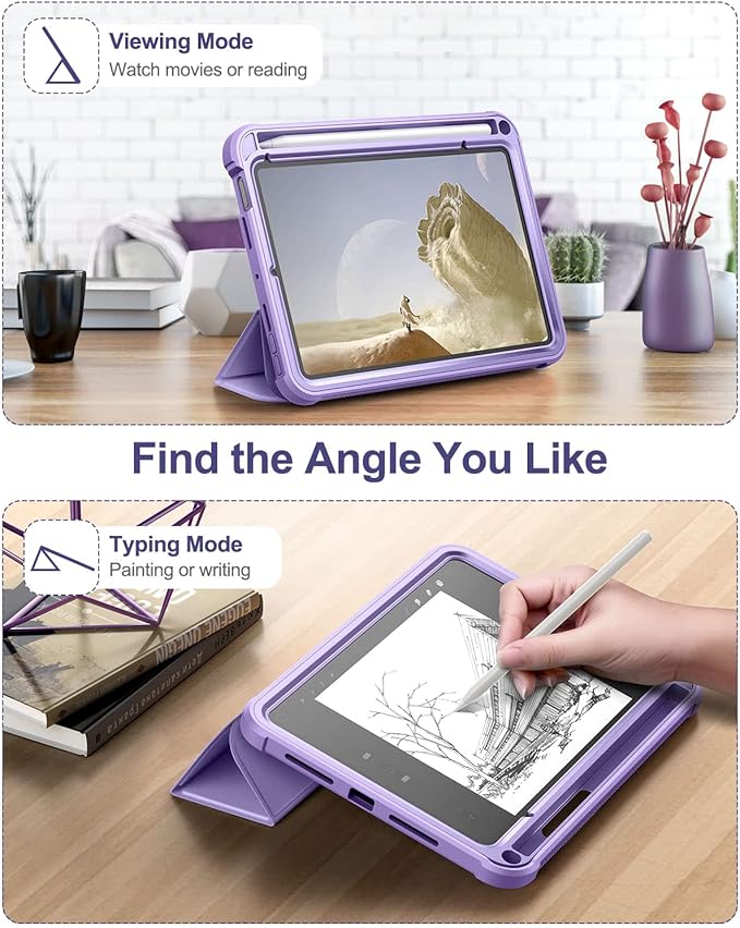 Case for iPad mini 7 (A17 Pro) 2024 & iPad mini 6 2021 Case, [Built-in Screen Protector][Auto Sleep/Wake][Pencil Holder] iPad mini 6th Generation 8.3-inch Soft Leather Flip Cover with Stand Purple