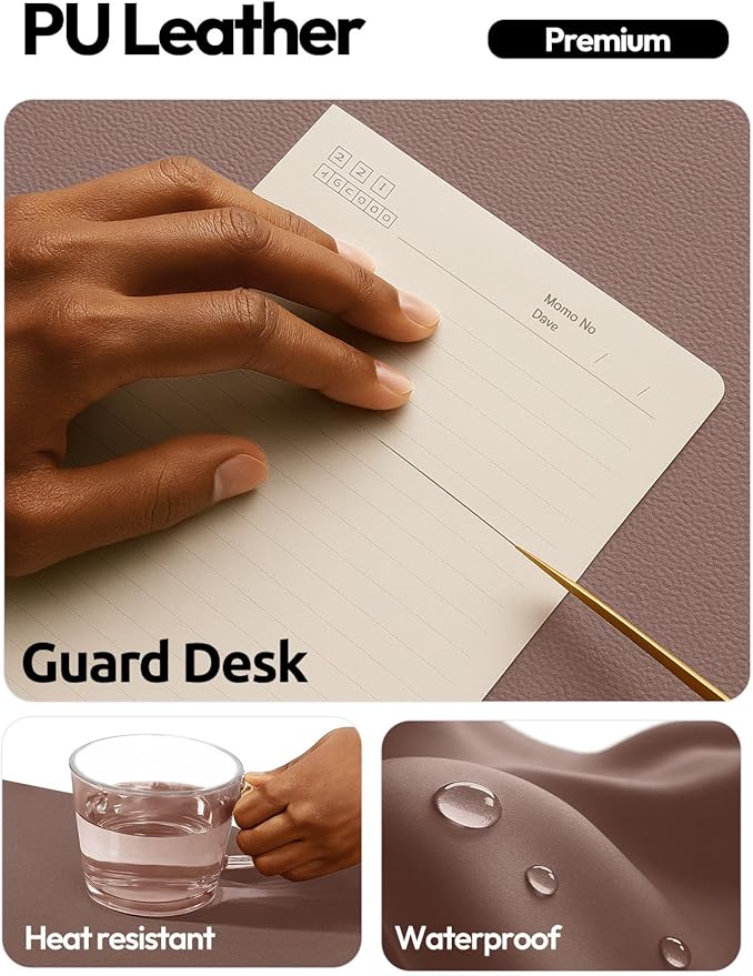 YSAGi Leather Desk Protector, Office Mat, Large Mouse Mat, Non-Slip PU Leather Blotter, Laptop Pad, Waterproof Writing Pad for Office and Home (Chocolate, 31.5" x 15.8")