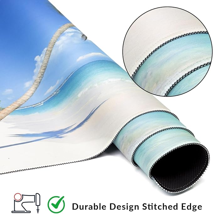 Large Gaming Mouse Pad with Coaster, Desk Matt for Desktop, Desk Pad, Mouse Pads Mat, Stitched Edges Big Extended Mousepad for Computer Keyboard Laptop Office Decor, 31.5'' x15.6''-Sunshine Sea