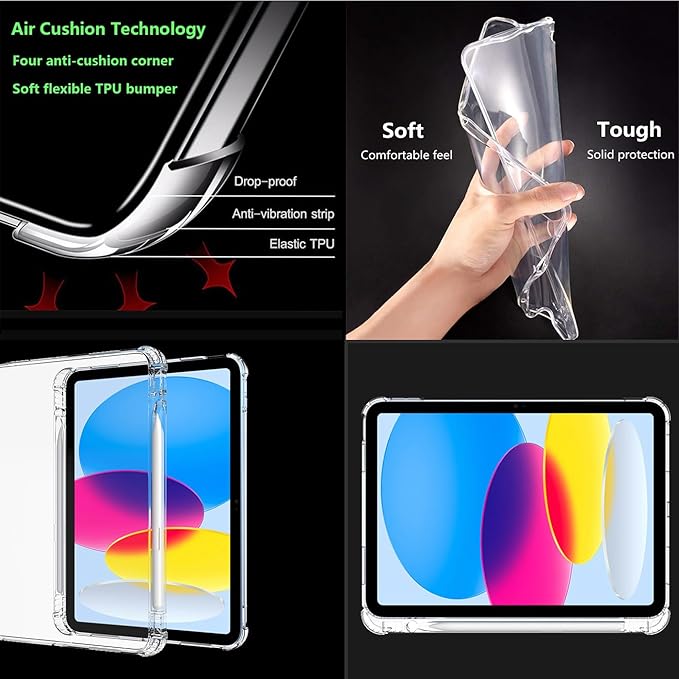 Clear Case for iPad mini 5/4/3/2/1 Cover 7.9" (iPad mini 5th/4th/3rd/2nd/1st Generation) with Pencil Holder Lightweight Crystal Transparent Shockproof Soft TPU Back Protective Shell, Clear