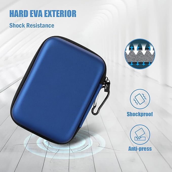 ProCase Hard Drive Case 2.5 Inch for Elements WD My Passport Canvio Basics Seagate Backup Plus Slim Expansion 1TB 2TB 3TB 4TB, Portable Carrying Case Holds 2 External Hard Drives -Navy