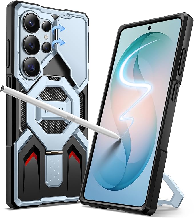 TONGATE for Samsung Galaxy S26 Ultra Case with Magnetic Stand, Compatible with MagSafe [Built-in Camera Cover & Ring Holder][Military-Grade Protection]Anti-Slip Rugged Phone Case for S26 Ultra,SkyBlue