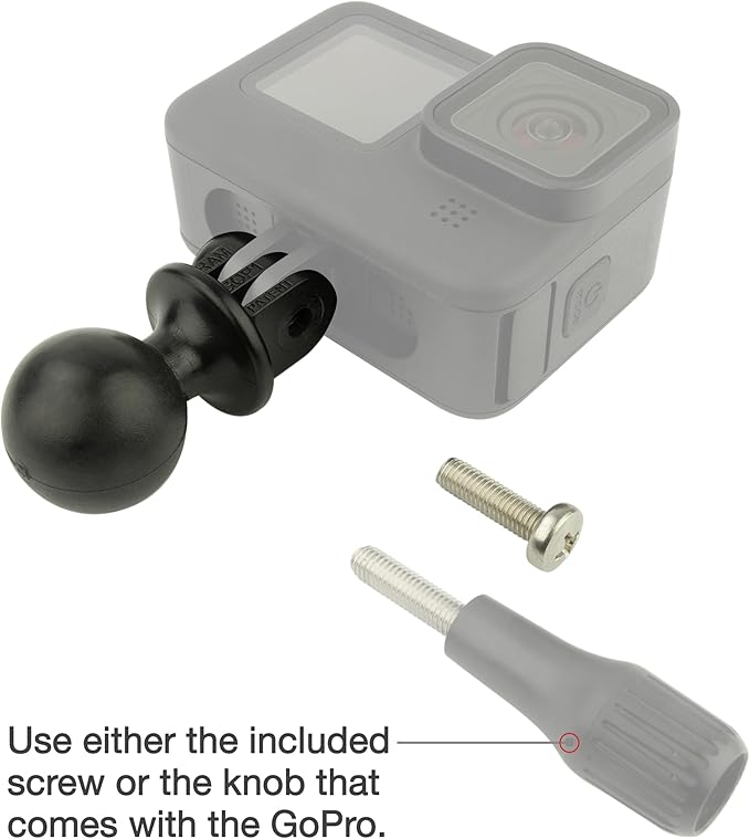 RAM Mounts Action Camera Ball Adapter – Compatible with GoPro-Style Mounts, B Size 1" Ball (RAP-B-202U-GOP1)