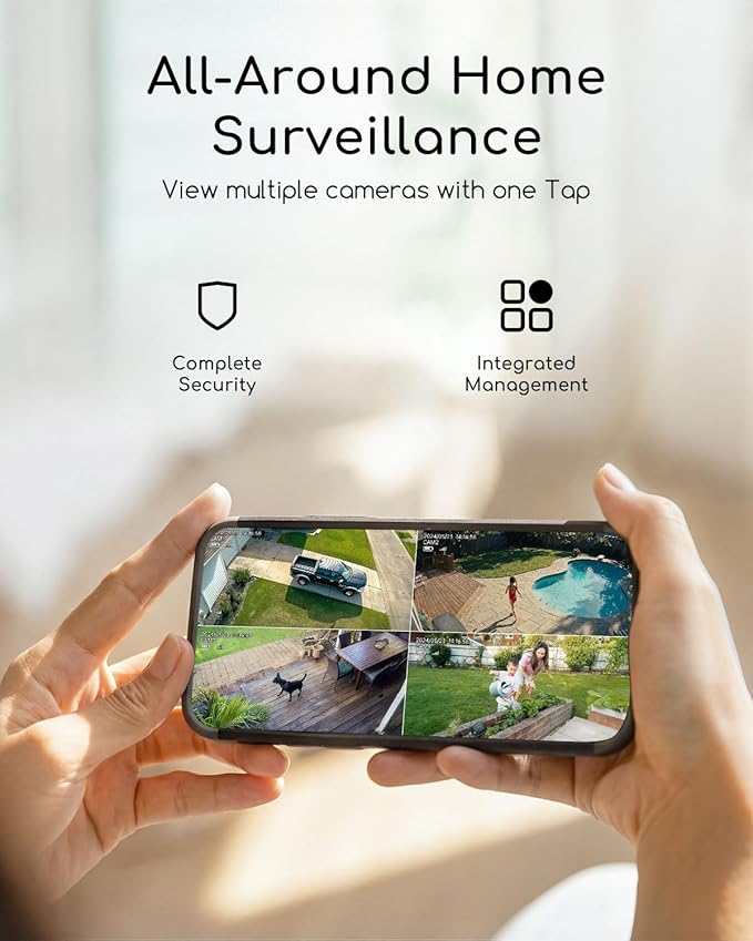 COOAU 4MP Security Cameras Wireless Outdoor, Faster Charging Solar Powered, Sharper-Image Outdoor Camera Wireless,No Subscription,PIR Detection,Surveillance System for Wide-Area Whole-House Coverage