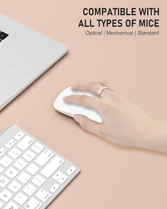 Desk Pad, 23.6" x 13.8" PU Leather Non-Slip Desk Mat Large Mouse Pad for Desktop, Waterproof Laptop Computer Writing Mat for Office, Home, Work, Gaming, Flesh Pink