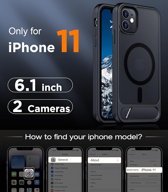 Magnetic Compatible with iPhone 11 Phone Case, [Built-in Invisible Kickstand][Compatible with MagSafe] [Military Grade Shockproof] Slim Translucent Matte Phone Case for iPhone 11 6.1"