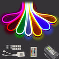 16.4ft LED Neon Rope Lights, 12V RGB Color Changing Strip Lights with APP & Remote Control, IP67 Waterproof Music Sync Light Strip for Bedroom, Gaming Room, Outdoor, Party Decor