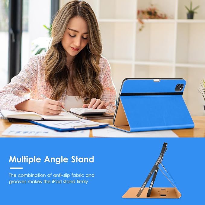 VIKESI Case for iPad Air 13 inch (M4) 2026 / (M3) 2025 / (M2) 2024,Premium Leather Folio,Apple Pencil Holder,Auto Sleep/Wake,Stand Cover - Royal Blue