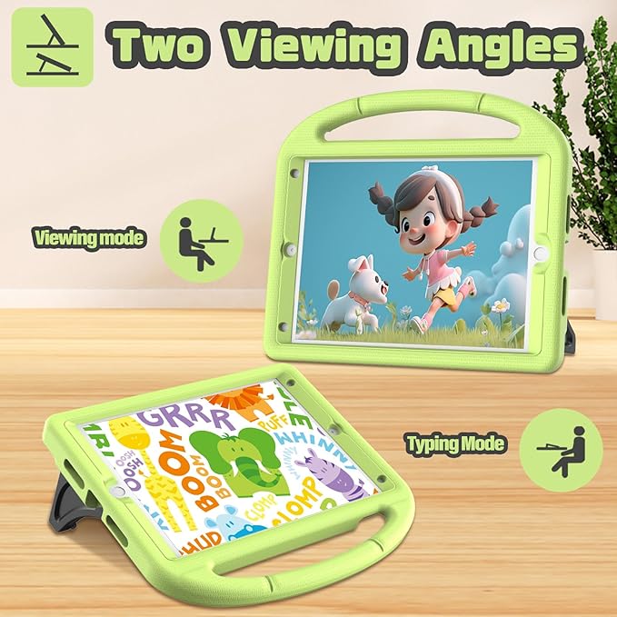 YIHE Kids Case for iPad 9th/8th/7th Generation, iPad Pro 10.5 & Air 3, Shockproof Protective Cover with Handle Stand & Screen Protector for 10.2/10.5 Inch iPads, Light Green