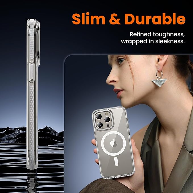 toushion 3 in 1 for iPhone 15 Pro Max Case Clear with MagSafe, Yellowing-Resistant Acrylic Back, Shockproof Guard Corners,Protection for iPhone 15 Pro Max Phone Case 6.7 inch Clear Bumper