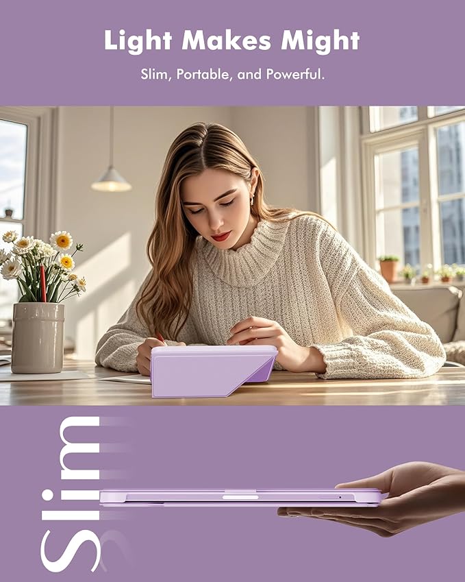 INFILAND Case for iPad mini 7 (A17 Pro) 2024 / iPad mini 6 2021, Magnetic Origami Slim Protective Case, Book-Style Foldable Cover with Pencil Holder, Multi-Angle Stand, Auto Wake/Sleep, Purple