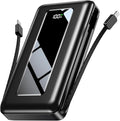 Power Bank, 50000mAh Portable Charger, Travel Camping Essential Battery Pack with Built-in Cables, PD 22.5W Fast Charging, Large Capacity Portable Phone Charger, Jet Black