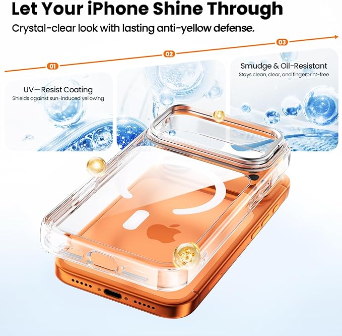 3in1 for Camera Stand for iPhone 17 Pro Max Case with 1X Screen Protector +1X Camera Cover,Fit for MagSafe, Anti-Yellowing & Scratch-Resistant Back Phone Case for iPhone 17 Pro Max 6.9", Clear
