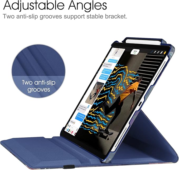 Fintie Rotating Case for iPad Pro 12.9-inch 6th Generation 2022-360 Degree Swiveling Protective Cover with Pencil Holder, Auto Sleep/Wake, Also Fit iPad Pro 12.9" 5th/4th/3rd Gen, Blooming Hibiscus