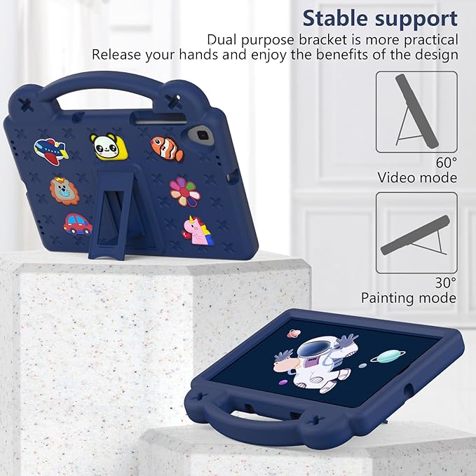 AKABEILA Compatible with Samsung Galaxy Tab A 10.1(2019)/Lenovo Tab M10 HD 2nd Gen/Tab K10/M10 Plus 10.3 inch Tablet Case, Kids Case with Shoulder Strap & Stand Handle Navy Blue