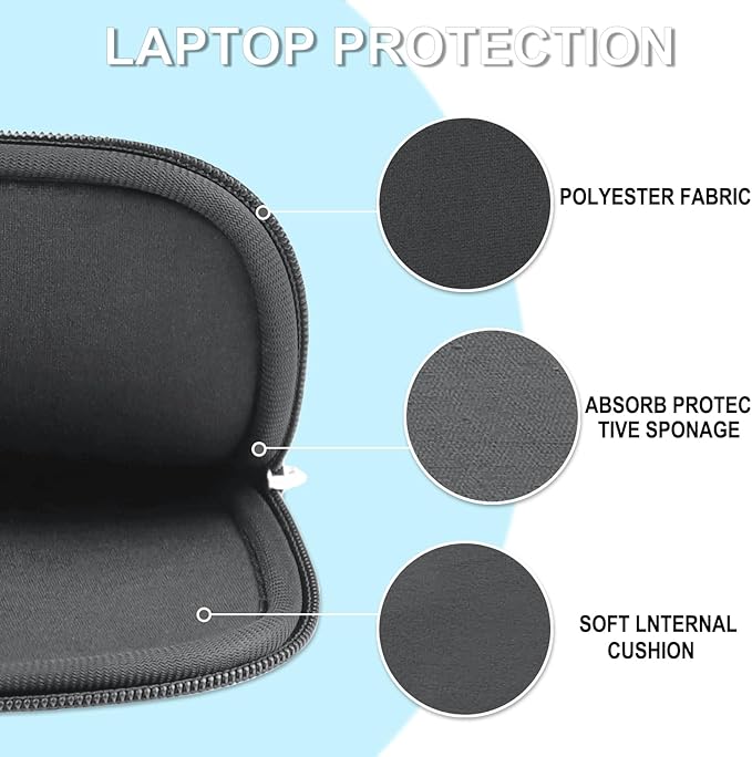 Laptop Sleeve Case 14 inch, Shockproof Protective Laptop Cover Carrying Computer Bag with Accessory Pocket Portable Computer Case for 14" MacBook, HP, Dell, Lenovo, Acer, Grey