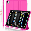 iMieet iPad Pro 13 Inch Case (M5/M4) 2025/2024 with Pencil Holder, Trifold Stand Smart Case with Soft TPU Back, Auto Wake/Sleep (Rose Red)
