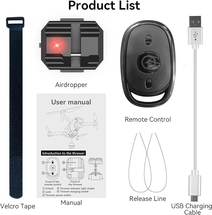 Drone Airdrop System for DJI Mini 5 Pro/Mini 4 Pro/Air 3/Mini 2 SE/Mavic 2/2S/Mavic 4 Pro/Phantom 3 4/4 Pro Transport Release Delivery Payload Device for Wedding Scene Fishing Bait & Rescue