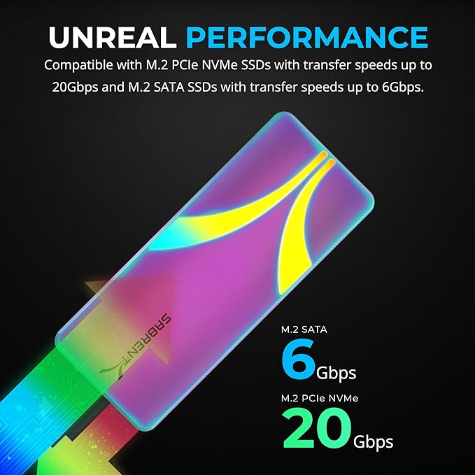 SABRENT Rocket RGB USB C 20Gbps M.2 SATA/NVMe SSD Enclosure - Special Edition (EC-RGBC)