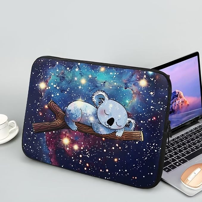 Galaxy Koala Laptop Sleeve Case for Women Kids 17 inch Laptop Protector with Multiple Uses Lightweight Computer Sleeve Tablet Bag Laptop Carrying Case Gifts for Girls