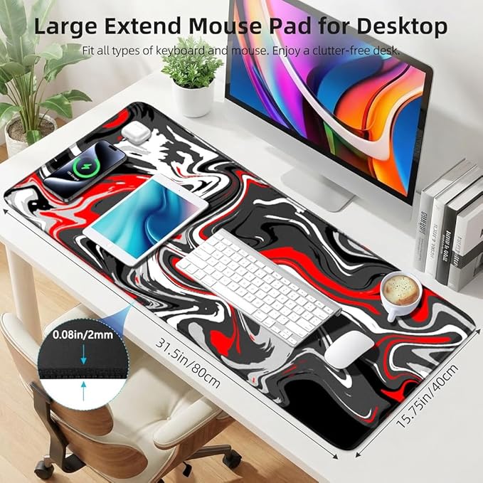 Large Mouse Pad for Desk - Gaming Mouse Pad with Stitched Edges, Anti-Slip Base, Desk Pad for Keyboard and Mouse