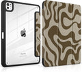 TWOLSKOO Case for iPad Pro 11-inch (M5 2025 / M4 2024), Clear Acrylic Back with TPU Bumper, Pencil Holder, Trifold Stand, Auto Sleep/Wake, Brown Waves