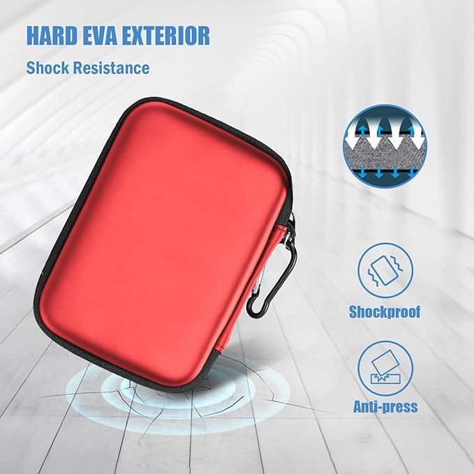 ProCase Hard Drive Case for Canvio Basics Western Digital WD Elements My Passport Seagate Portable Backup Plus Slim 1TB 2TB 3TB 4TB USB 3.0, 2.5”, Samsung T9 Portable External Hard Drive Case -Red