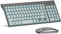 TopMate Wireless Keyboard and Mouse Ultra Slim Combo, 2.4G Silent Compact USB 2400DPI Mouse and Scissor Switch Backlit Keyboard Set, for PC/Laptop/Windows/Mac/Gaming - Gray Silver