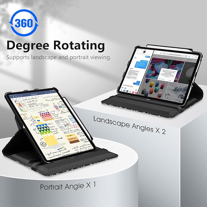 Fintie Rotating Case for iPad Pro 11-inch (4th / 3rd Generation) 2022/2021-360 Degree Swiveling Stand Cover w/Pencil Holder, Auto Sleep/Wake, Also Fit iPad Pro 11" 2nd/1st Gen, Composition Book