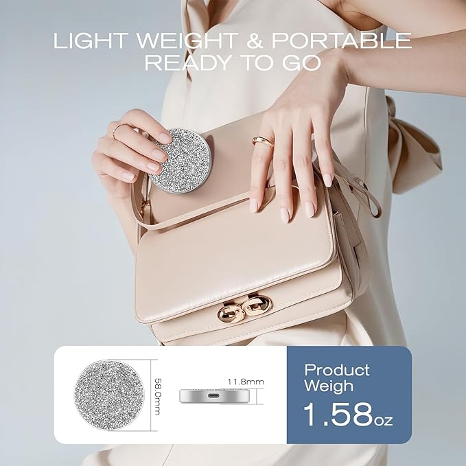 DIGIERA 1TB Magnetic Portable SSD, USB-C 3.2 Gen 2x2 External Solid State Drives w/Speeds Up to 2000MB/s, Compact & Durable, Compatible with iPhone 15/16 Series & Other USB-C Devices, Diamond Silver