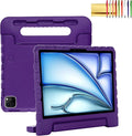 Dteck Kids Case for iPad Air 11" M2 2024, iPad Pro 11" Case 2024, Lightweight Shockproof Rugged EVA Kids Friendly Handle Kickstand Child Proof Protective Case with Pencil Holder, Purple