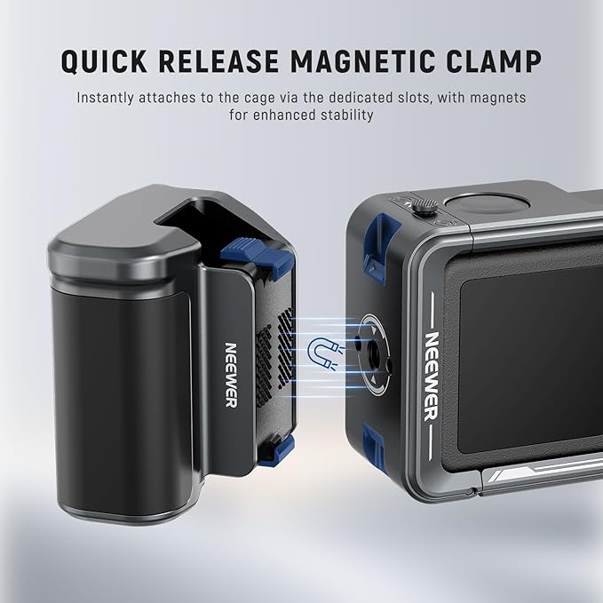 NEEWER AC034 Side Handle Only for AC014 Cage Compatible with DJI Osmo Action 5 Pro/4/3, Modular Quick Release Magnetic Action Camera Mount Adapter with Grip & Cold Shoe Shutter Extender Bar, Dark Gray