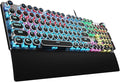 AULA F2088 Typewriter Style Mechanical Gaming Keyboard Wired,Blue Switches,Rainbow LED Backlit,Removable Wrist Rest,Media Control Knob,Retro Punk Round Keycaps,USB Wired Computer Keyboard