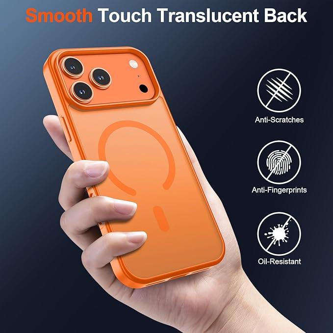 SUPFINE Magnetic for iPhone 17 Pro Max Case (Compatible with MagSafe)(Military Grade Drop Protection) Translucent Matte Shockproof Phone Cover,Starry Orange