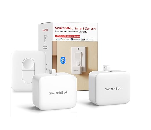 Switchbot Smart Switch Button Pusher (Bluetooth) – Fingerbot for Rocker Switch/One-Way Buttons with bot White, App Timer Control, No Wiring, Optional Hub Required for Voice/Remote, White