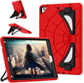 Case for iPad 6th/5th Generation 9.7 Inch 2018/2017, Rugged Full-Body Heavy Duty Soft Silicone Cute Protective Case Kids Boys Girls Cover with Handle Stand for iPad Air 2/Pro 9.7 - Red+Black