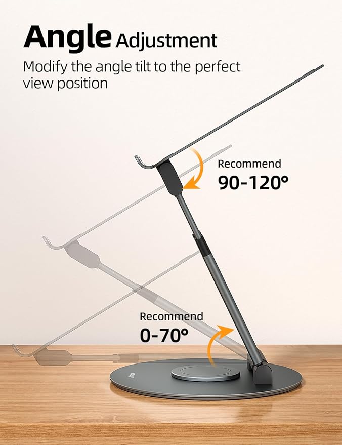 Nulaxy Telescopic 360 Rotating Laptop Stand for Desk Adjustable Height Swivel Pull Out Design Ergonomic Laptop Riser Standing Desk Converter Fits All 10-17" Laptops Computer MacBook, Gray